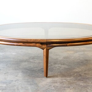 Mid-Century Modern Monteverdi Young Smoked Glass Walnut Coffee Table image 4