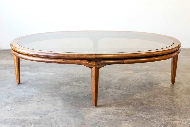 Mid-Century Modern Monteverdi Young Smoked Glass Walnut Coffee Table image 4