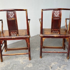 Gorgeous pair of 19th 1800's Century Chinese Hardwood Arm Chairs image 8