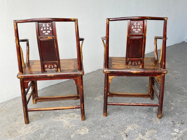 Gorgeous pair of 19th 1800's Century Chinese Hardwood Arm Chairs image 8