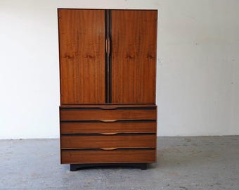 John Kapel Mid Century Armoire Tall Dresser Wardrobe Glenn of California
