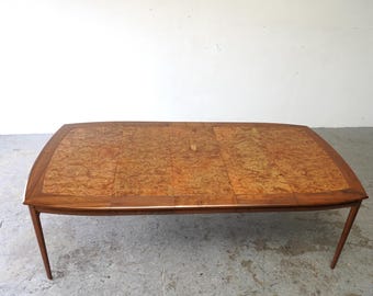 Maurice Bailey for Monteverdi-Young Mid-Century Modern Burlwood Dining Table Professionally Refinished