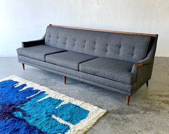 1960s Mid-Century Modern Grey Tweed Kroehler Sofa