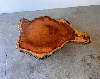 Large Mid Century Exotic Unique Live Edge Burl Wood Coffee Table