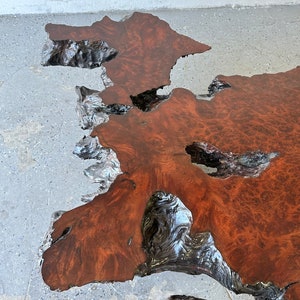 1950's Live Edge Burl RedWood Wood Coffee Table image 3