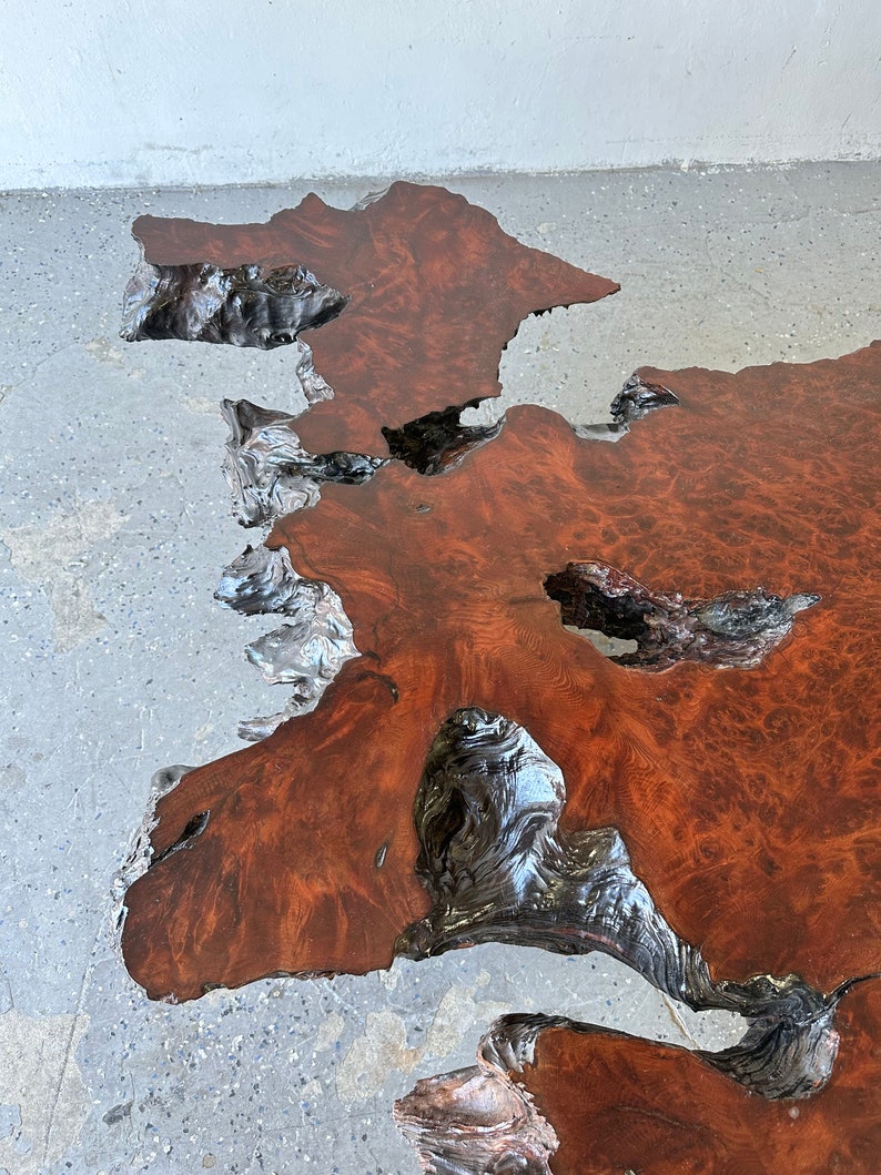 1950's Live Edge Burl RedWood Wood Coffee Table image 3