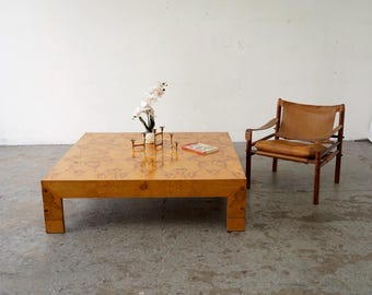Large Milo Baughman for Thayer Coggin Large Burl wood / Burlwood  Coffee / Cocktail Table