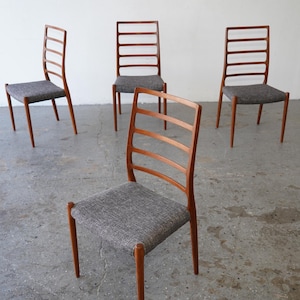 Set of Four Solid Teak Model 82 Dining Chairs by Niels Otto Moller for J.L. Mollers Mobelfabrik