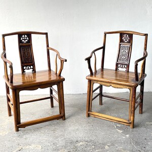 Gorgeous pair of 19th 1800's Century Chinese Hardwood Arm Chairs image 2