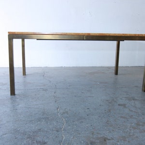 Tomlinson Postmodern / Mid Century Olive Burl Wood & Brass Dining Table image 8