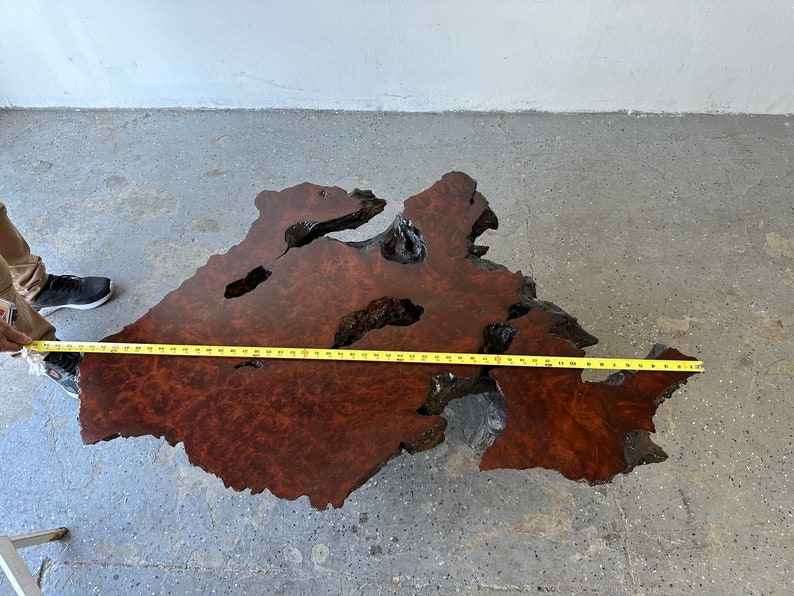 1950's Live Edge Burl RedWood Wood Coffee Table image 7