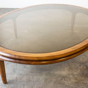 Mid-Century Modern Monteverdi Young Smoked Glass Walnut Coffee Table image 5