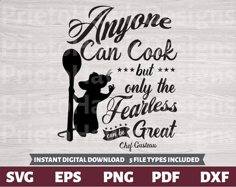 Remy Ratatouille Anyone Can Cook Quote SVG / Vector / Cutting Etsy