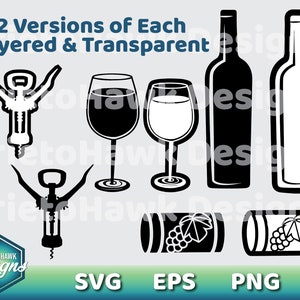 Wine Glass SVG / Wine Bottle SVG / Cork / Corker  / Wine SVG