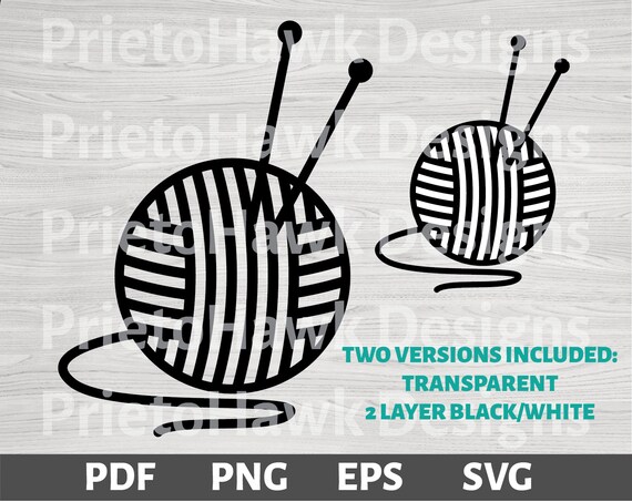 Yarn Ball Knitting Needles Svg Vector Cutting File Cricut Silhouette Graphic Clip Art