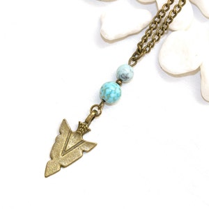Arrowhead Necklace, Turquoise Arrowhead Necklace, Arrow Necklace, Arrowhead Jewelry, Southwestern Jewelry Boho Jewelry Layering Necklace
