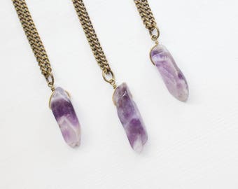 Amethyst Necklace, Amethyst Rectangle Necklace, Amethyst Stone Necklace, Amethyst Jewelry, February Birthstone, February Birthday Gift