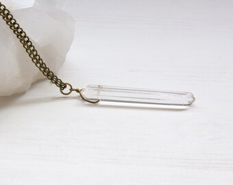 Crystal Quartz Point Necklace, Crystal Point Necklace, Quartz Point Necklace, Crystal Quartz Necklace, Long Crystal Necklace, Quartz Jewelry