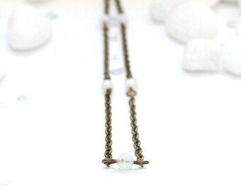 Dainty Beaded Choker, Rainbow Moonstone Choker, Moonstone Necklace, White Gemstone Necklace, Gemstone Jewelry, Chakra Jewelry, Crown Chakra