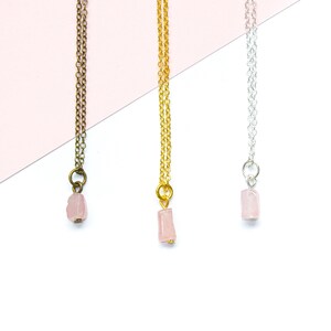 Collar de cuarzo rosa delicado, joyería de cuarzo rosa real, collar en capas delicadas, piedra preciosa para el amor, joyería de amor propio, collar de cristal rosa