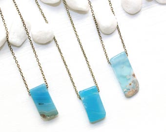 Blue Agate Necklace, Gemstone Necklace, Blue Gemstone Jewelry, Light Blue Stone Necklace, Healing Jewelry, Chakra Stone Necklace