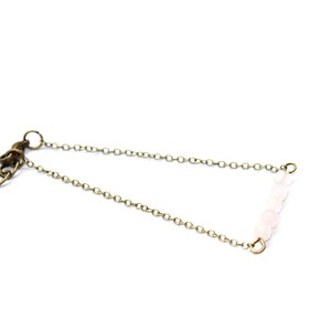 Dainty Bead Bar Bracelet with Rose Quartz, Gemstone Bar Bracelet, Rose Quartz Bracelet, Pink Stone Bracelet, Pink Gemstone Jewelry