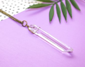 Large Crystal Point Pendant Necklace, Long Crystal Necklace, Quartz Point Necklace, Crystal Healing Necklace, Healing Crystal Jewelry Women