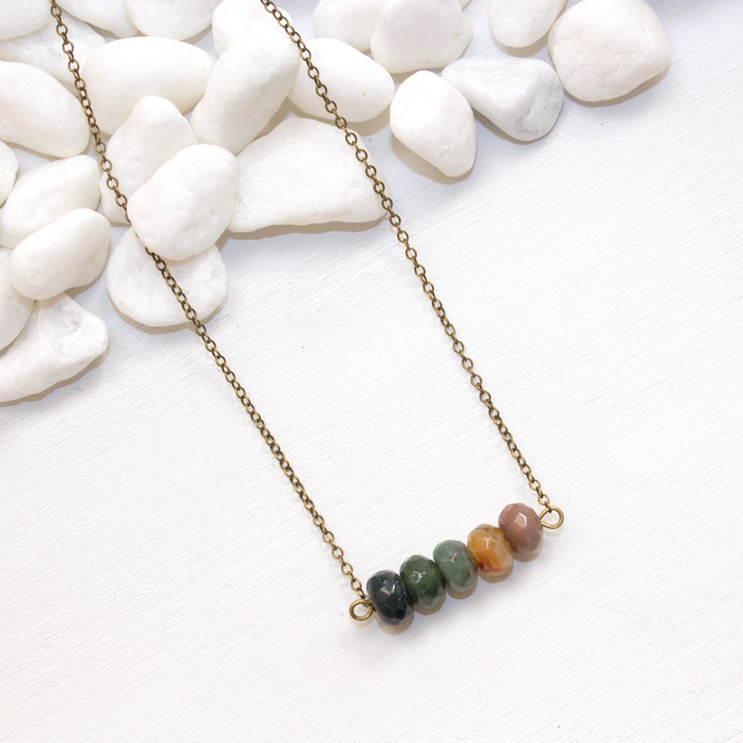 Bar Necklace Stone Bar Necklace Agate Necklace Natural Etsy
