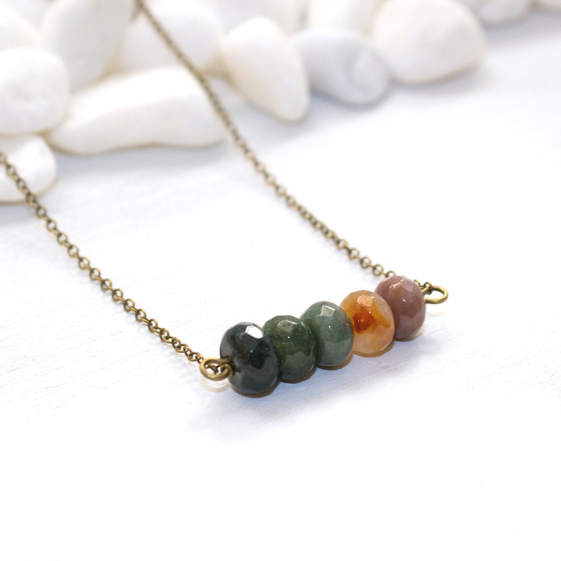 Bar Necklace Stone Bar Necklace Agate Necklace Natural Etsy