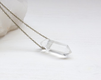 Crystal Quartz Point Necklace, Crystal Point Necklace, Quartz Point Necklace, Crystal Quartz Necklace, Double Terminated, Quartz Jewelry