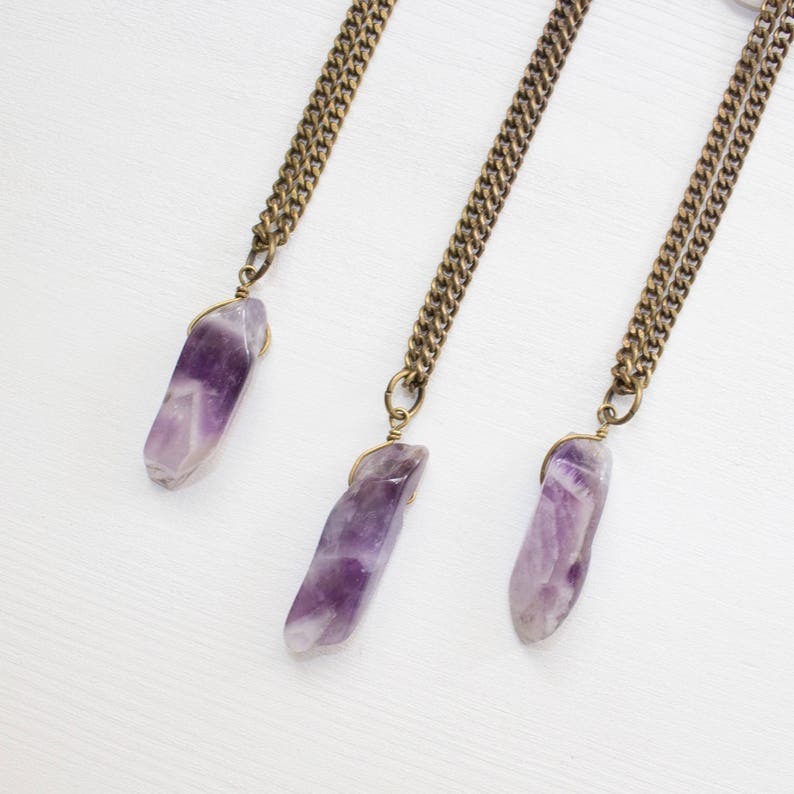 Amethyst Necklace, Amethyst Rectangle Necklace, Amethyst Stone Necklace, Amethyst Jewelry, February Birthstone, February Birthday Gift image 4