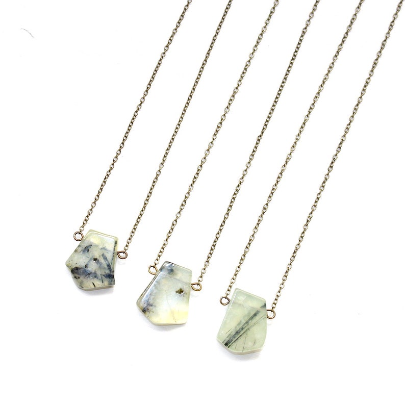 Prehnite Necklace, Green Stone Necklace, Gemstone Layering Necklace, Prehnite Jewelry, Healing Jewelry, Minimalist Jewelry, Gemstone Jewelry image 4