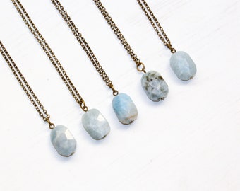 Aquamarine Necklace, Aquamarine Gemstone Necklace, Aquamarine Jewelry, Short Gemstone Necklace, Blue Stone Necklace, Gemstone Healing