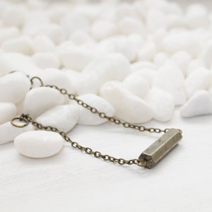 Pyrite Bracelet, Pyrite Jewelry, Iron Pyrite Bracelet, Geometric Stone Bracelet, Minimalist Bracelet, Brass Bar Bracelet