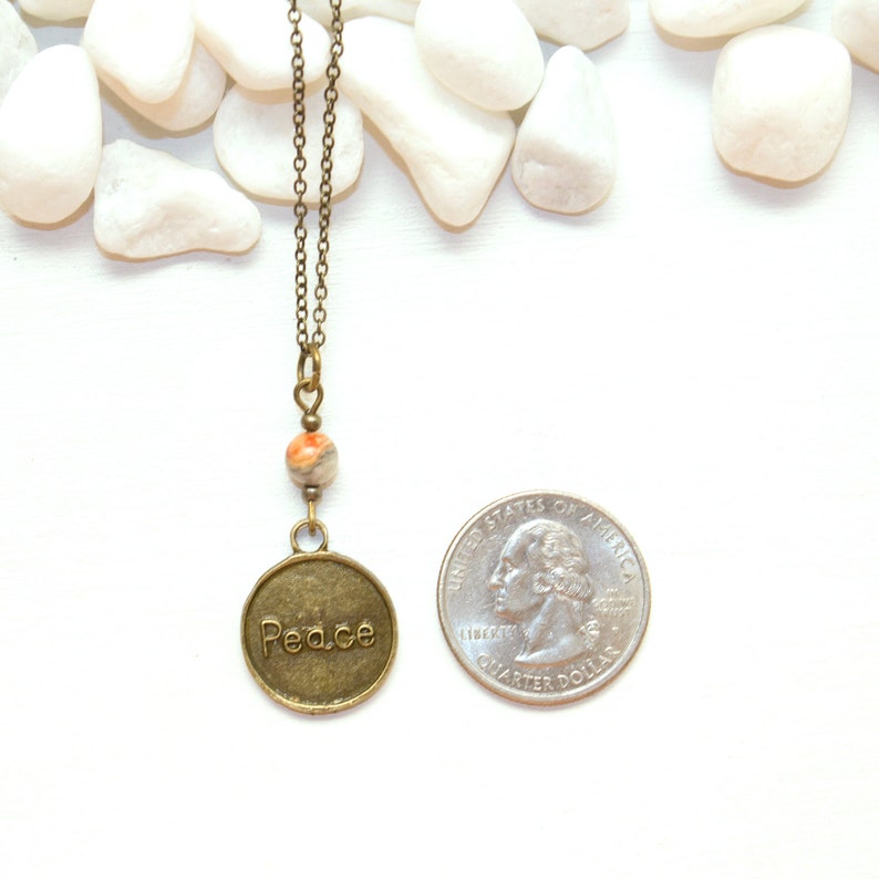 Peace Necklace, Peace Jewelry, Peace Pendant, Peace Charm Necklace, Boho Jewelry, Hippie Necklace, Layering Necklace image 4
