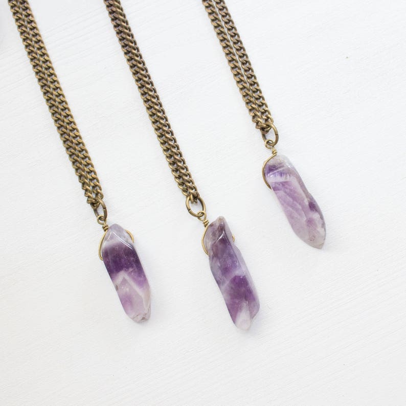 Amethyst Necklace, Amethyst Rectangle Necklace, Amethyst Stone Necklace, Amethyst Jewelry, February Birthstone, February Birthday Gift image 1