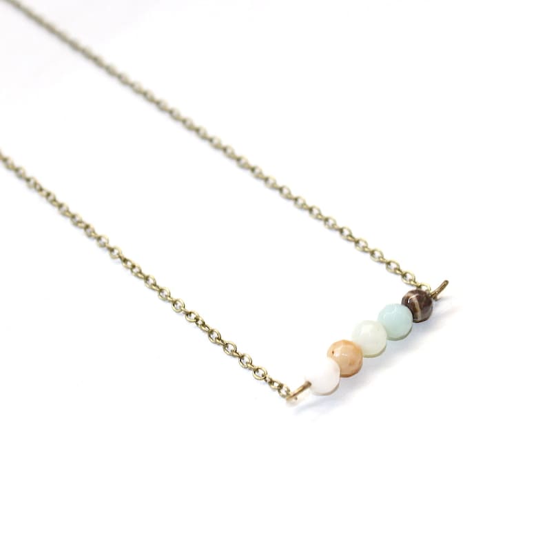 Dainty Gemstone Choker Gemstone Bar Necklace Dainty Gemstone Jewelry Layering Choker Bar Necklace Gemstone Choker Beaded Bar Necklace
