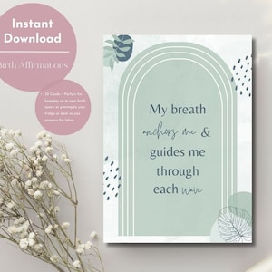 32 cartes d'affirmation de la naissance | Téléchargement numérique PDF | Affirmations de naissance imprimables pour les mamans | Cartes de naissance pour le travail et l'accouchement | Fête prénatale