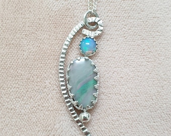 Australian Opal Pendant, Ethiopian Fire Opal, Sterling Silver