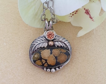 Bamboo Mountain Turquoise Pendant, Topaz, Oxidized Sterling Silver