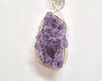 Amethyst Crystal. Sterling Silver Bezel. Brazilian Mauve Gemstone. Large crystal focal piece..