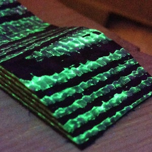 1/4&quot; Green GlowWaves Carbon Fiber Set of 2 Knife Scales CarbonWaves Glow In The Dark GITD Knife Blank