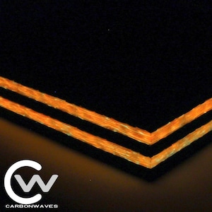 5/8&quot; Orange Glow in the dark and Carbon Fiber plate, CarbonWaves, per sq inch