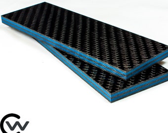1/4" Blue Metallic Carbon Fiber Knife Scale Set of 2 CarbonWaves Knife Blank