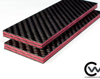 1/4" Red Metallic Carbon Fiber Knife Scale Set of 2 CarbonWaves Knife Blank
