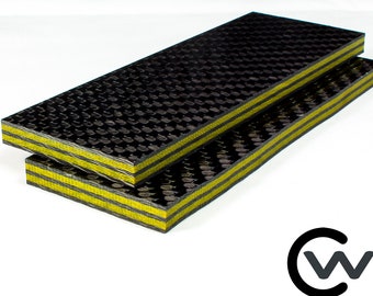 1/4" Gold Metallic Carbon Fiber Knife Scale Set of 2 CarbonWaves Knife Blank