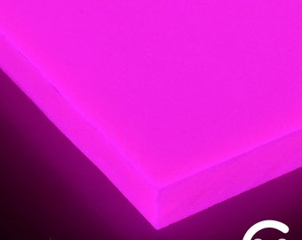 2 mm, 4mm,  1/4", 1/2", 1" Electric Pink TurboGlow Glow In The Dark Plate CarbonWaves