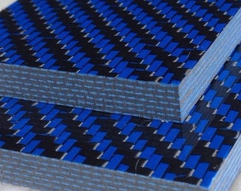 1/4" Alternating Blue CarbonPlaid Plate by CarbonWaves Alternating Hybrid Carbon Fiber Sheet