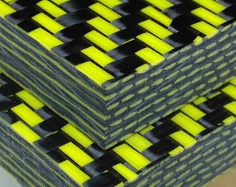 1/4" Alternating Yellow CarbonPlaid Plate CarbonWaves Alternating Hybrid Carbon Fibre Sheet