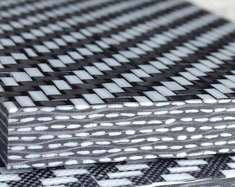1/4" Alternating White CarbonPlaid Plate by  CarbonWaves Alternating Hybrid Carbon Fibre Sheet